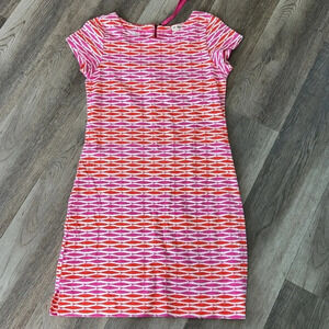 Hatley Fish Zip A Line Dress Women’s PS Large Pink Red Short Sleeve